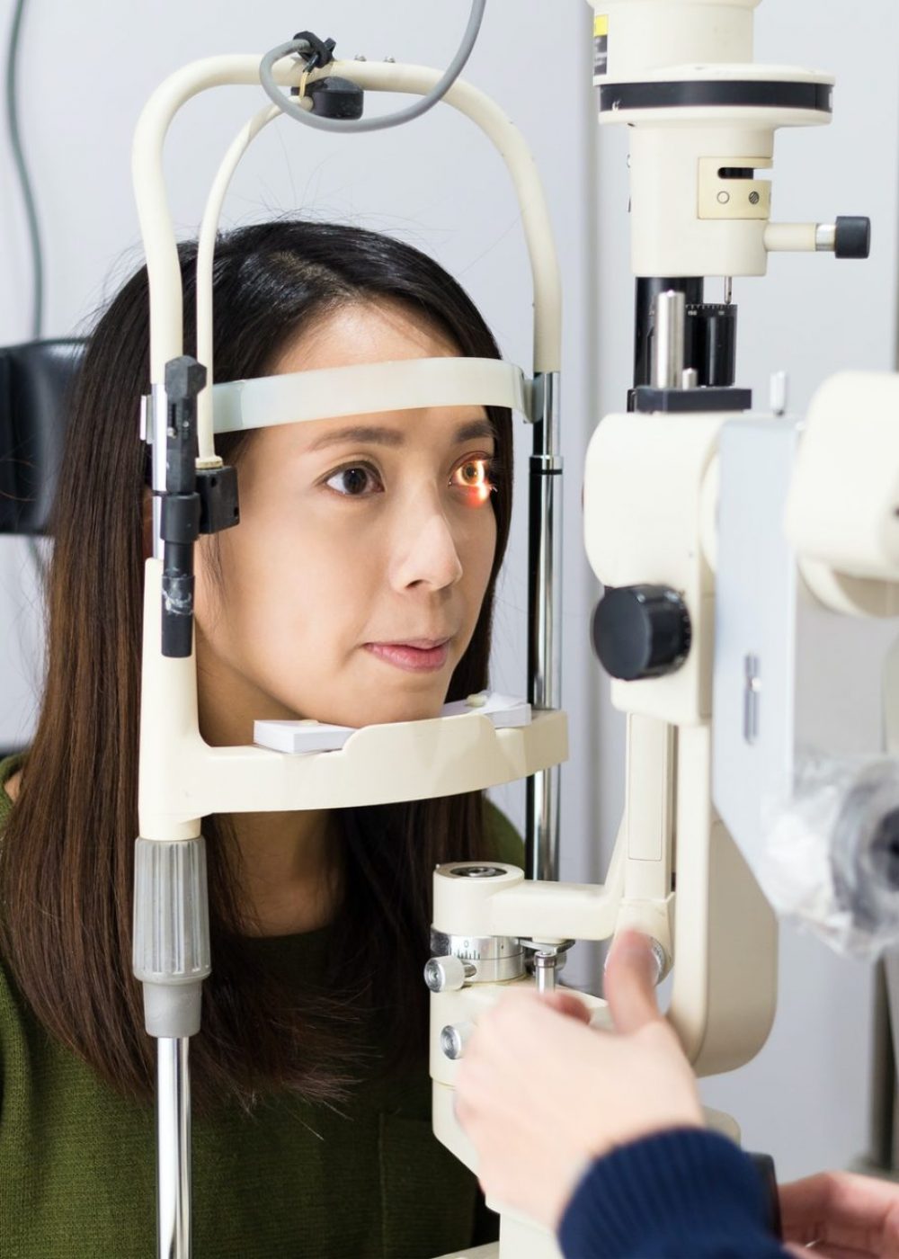 Patient during an eye examination at the eye clinic